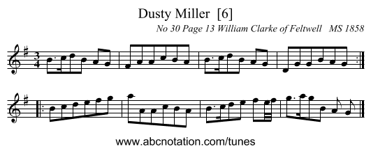 Dusty Miller  [6] - staff notation