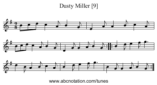 Dusty Miller [9] - staff notation