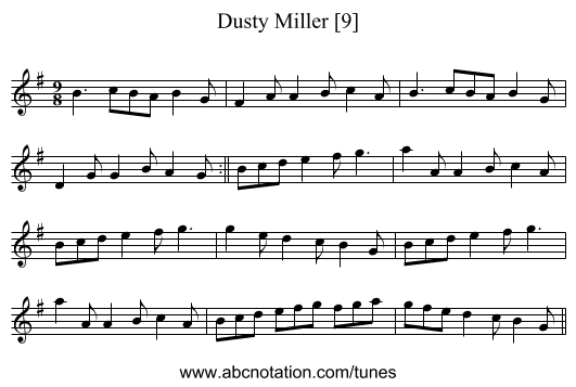 Dusty Miller [9] - staff notation
