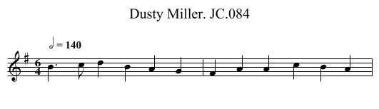 Dusty Miller. JC.084 - staff notation
