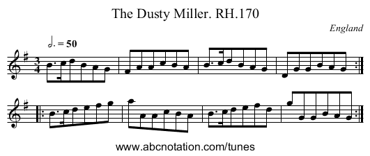 Dusty Miller. RH.170, The - staff notation