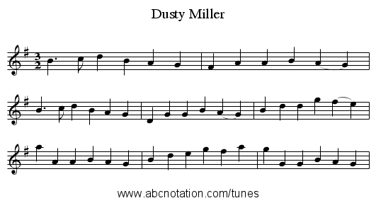 Dusty Miller - staff notation