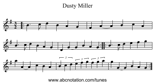 Dusty Miller - staff notation