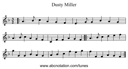 Dusty Miller - staff notation