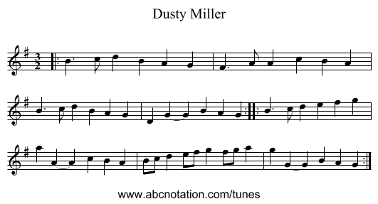 Dusty Miller - staff notation