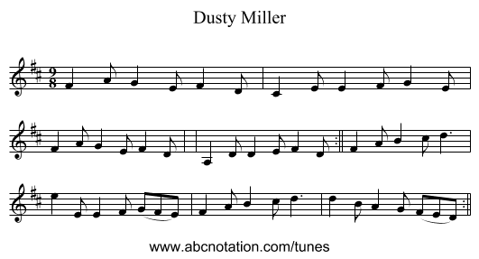 Dusty Miller - staff notation