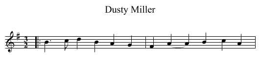 Dusty Miller - staff notation