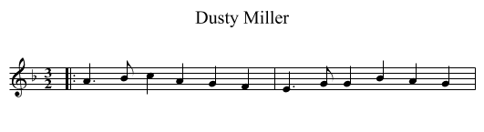 Dusty Miller - staff notation