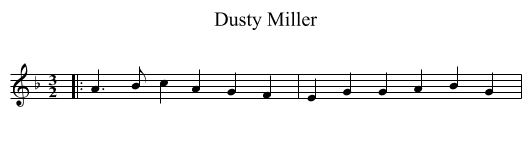 Dusty Miller - staff notation