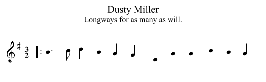 Dusty Miller - staff notation