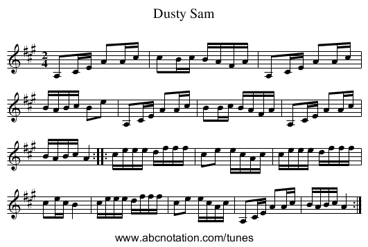 Dusty Sam - staff notation