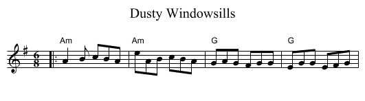 Dusty Windowsills - staff notation