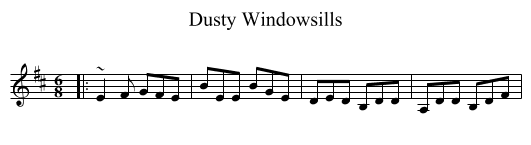 Dusty Windowsills - staff notation
