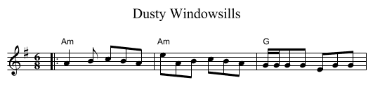 Dusty Windowsills - staff notation