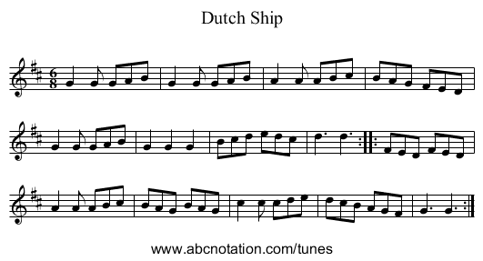 Dutch Ship - staff notation