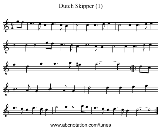 Dutch Skipper (1) - staff notation