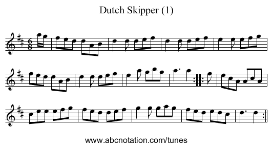 Dutch Skipper (1) - staff notation