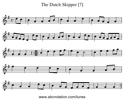 Dutch Skipper [7], The - staff notation