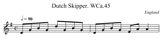 Dutch Skipper. WCa.45 - staff notation