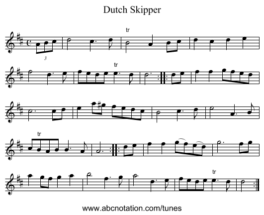Dutch Skipper - staff notation