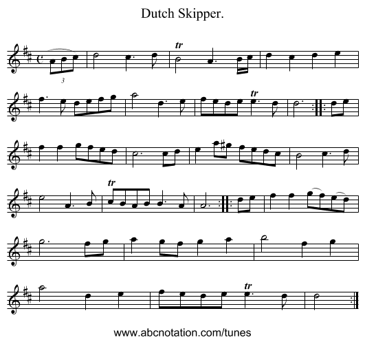 Dutch Skipper. - staff notation