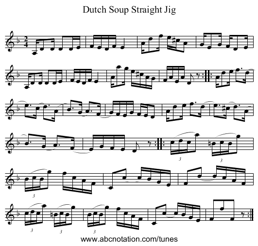 Dutch Soup Straight Jig - staff notation