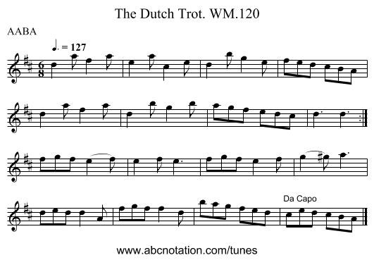 Dutch Trot. WM.120, The - staff notation