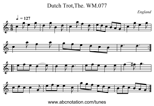 Dutch Trot,The. WM.077 - staff notation