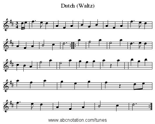 Dutch (Waltz) - staff notation