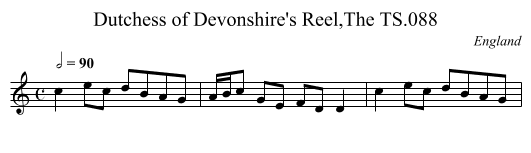 Dutchess of Devonshire's Reel,The TS.088 - staff notation
