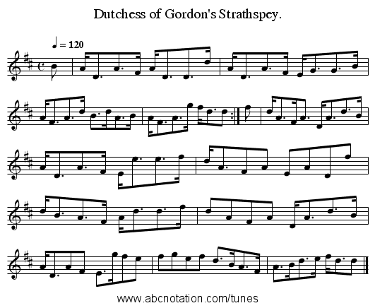 Dutchess of Gordon's Strathspey. - staff notation