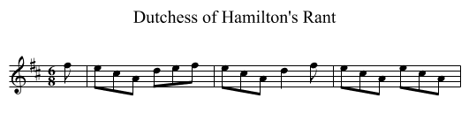 Dutchess of Hamilton's Rant - staff notation