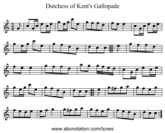 Dutchess of Kent's Gallopade - staff notation