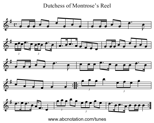 Dutchess of Montrose’s Reel - staff notation