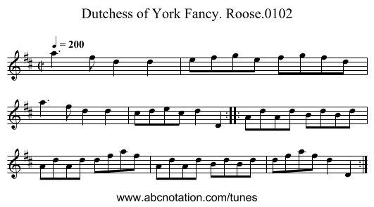 Dutchess of York Fancy. Roose.0102 - staff notation