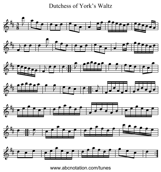 Dutchess of York’s Waltz - staff notation
