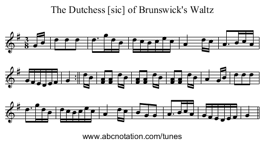 Dutchess [sic] of Brunswick's Waltz, The - staff notation