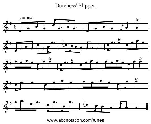 Dutchess' Slipper. - staff notation