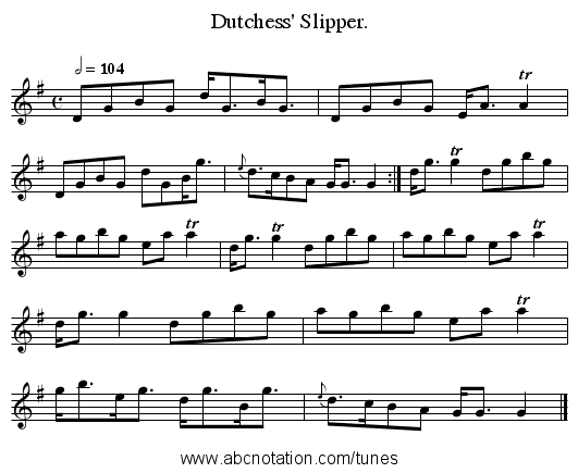 Dutchess' Slipper. - staff notation