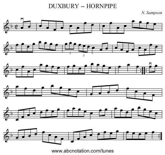 DUXBURY -- HORNPIPE - staff notation