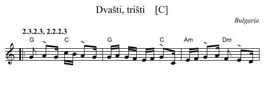 Dva&scaron;ti, tri&scaron;ti    [C] - staff notation