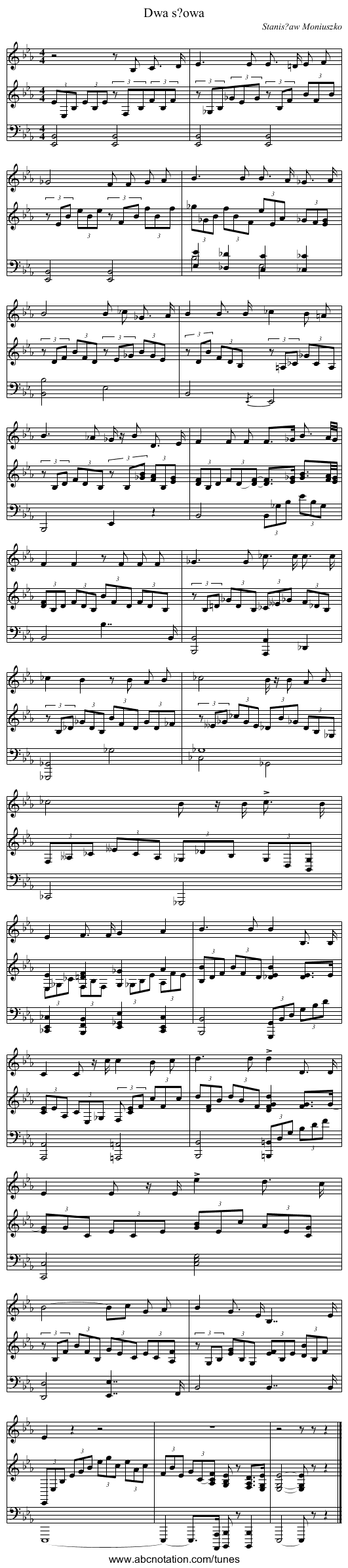 Dwa s?owa - staff notation