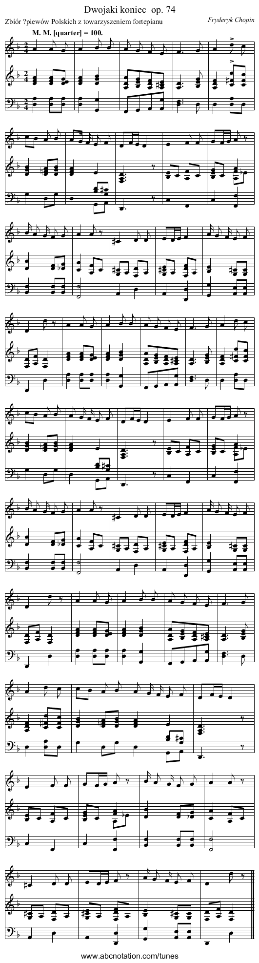 Dwojaki koniec	 op. 74 - staff notation
