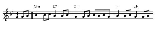 Dŵr Gl&acirc;n - staff notation