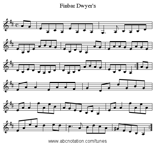 Dwyer's, Finbar - staff notation