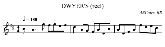 DWYER'S (reel) - staff notation