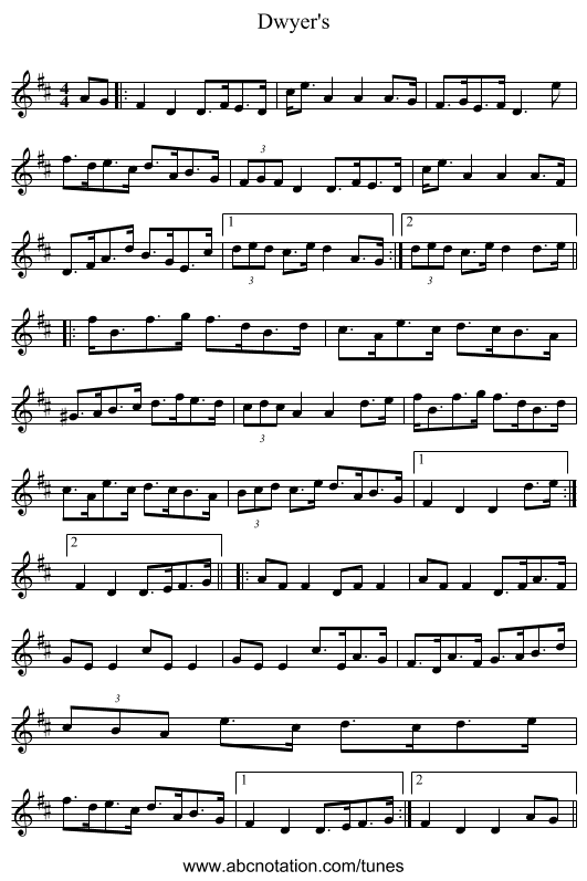 Dwyer's - staff notation