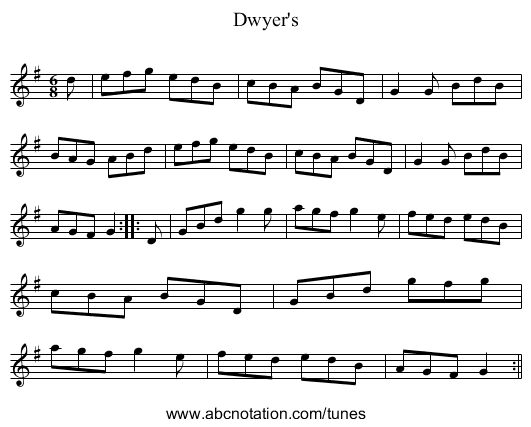 Dwyer's - staff notation