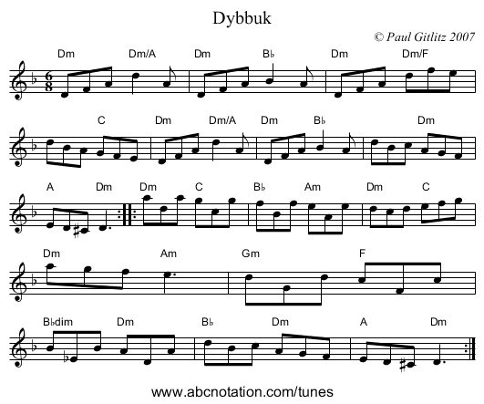 Dybbuk - staff notation