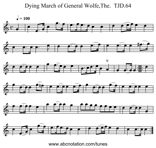Dying March of General Wolfe,The.  TJD.64 - staff notation